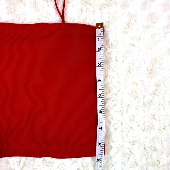 Zara - Red Ribbed Spaghetti Strap Tub Crop Top - Size Large - Picture 6 of 7